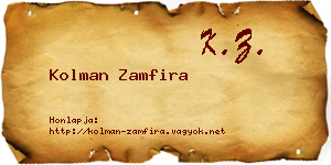 Kolman Zamfira névjegykártya